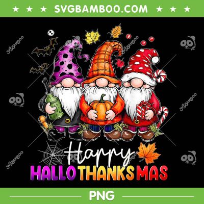 Gnomes Happy Hallothanksmas 2024 PNG, Gnomies Lover Halloween Thanksgiving Christmas PNG