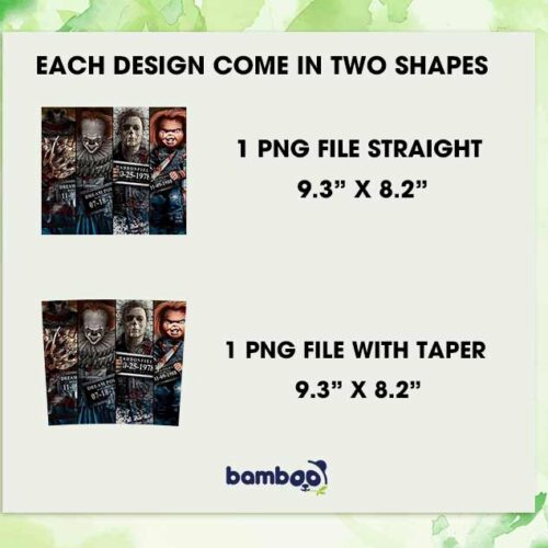 Horror Characters Mugshot Tumbler Wrap PNG, Halloween Horror Movies Jail 20oz Skinny Tumbler Template PNG