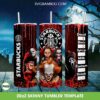 Horror Characters Starbucks Coffee Tumbler Wrap PNG, Horror Friends Coffee Tumbler Wrap Template PNG