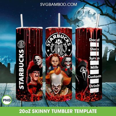 Horror Characters Starbucks Coffee Tumbler Wrap PNG, Horror Friends Coffee Tumbler Wrap Template PNG Horror Characters Starbucks Coffee Tumbler Wrap PNG, Horror Friends Coffee Tumbler Wrap Template PNG