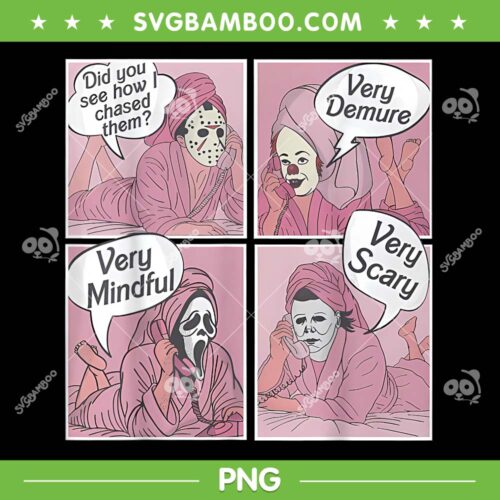 Funny Horror Movies Characters Calling Halloween PNG, Pink Mom Horror Friends PNG
