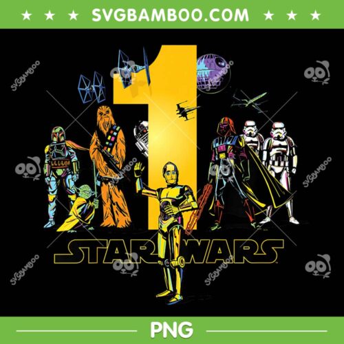 Star Wars Classic Characters First Birthday PNG, Star Wars Party1 Year Old PNG