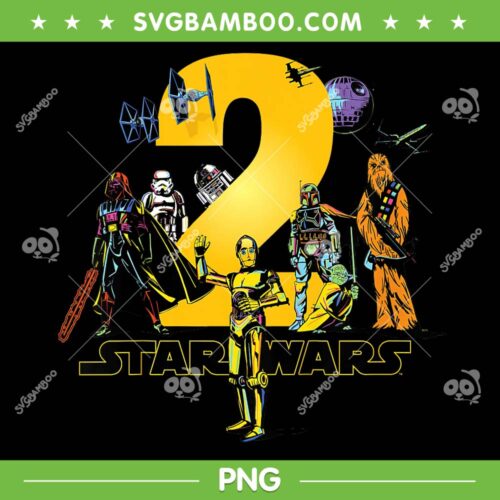 Star Wars Classic Characters Second Birthday PNG, Star Wars Party 2 Year Old PNG