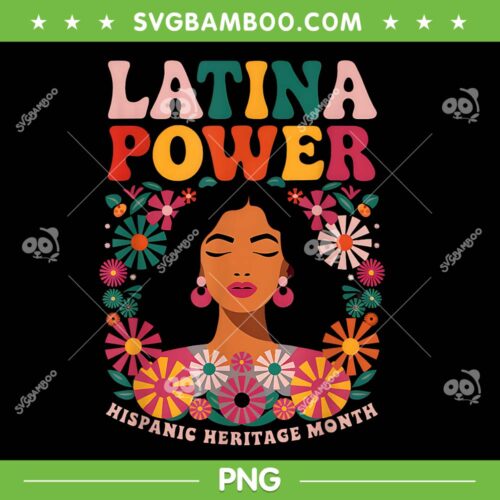 Latina Power PNG, Women Hispanic Heritage Month PNG, Black Women Floral PNG