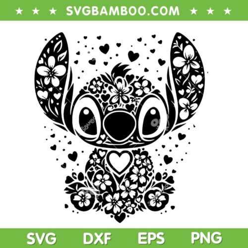 Lilo and Stitch Mandala SVG PNG, Funny Disney Stitch Floral SVG