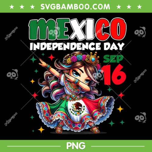 Dabbing Girl Mexico Independence Day PNG, Mexican September 16 Celebration PNG
