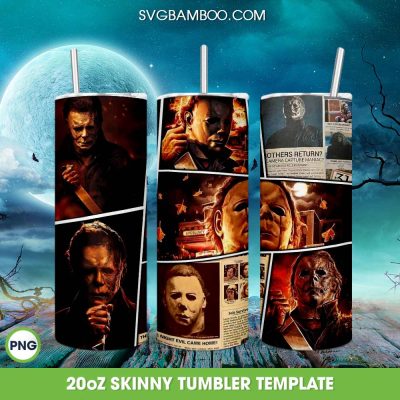 Michael Myers Newspaper Tumbler Wrap PNG, Halloween Horror Movie Myers 20oz Tumbler Template PNG Michael Myers Newspaper Tumbler Wrap PNG, Halloween Horror Movie Myers 20oz Tumbler Template PNG