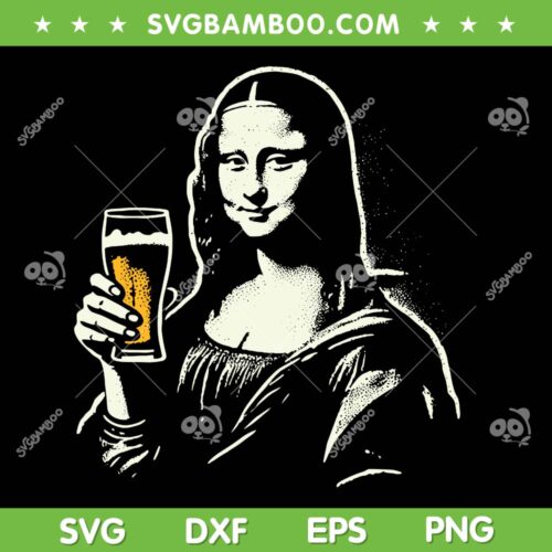 Mona Lisa with Beer SVG PNG, Funny Mona Lisa Bar Pub SVG