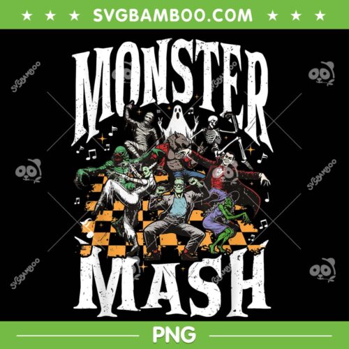 Monster Mash Retro Halloween PNG, Funny Monster All Characters Spooky PNG