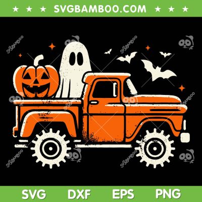 Ghost Monster Truck SVG PNG, Kids Boys Pumpkin Ghost Halloween SVG