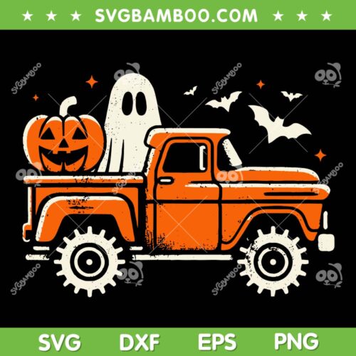 Ghost Monster Truck SVG PNG, Kids Boys Pumpkin Ghost Halloween SVG