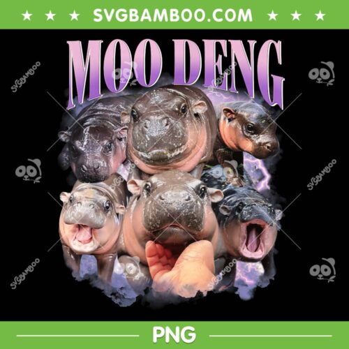 Moo-Deng Name PNG, Baby Pygmy Hippo Cute PNG, Moo Deng Hippo Zoo PNG