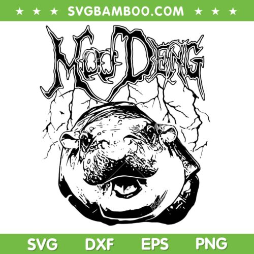 Moo Deng Black and White SVG, Cute Hippo Moo Deng SVG PNG