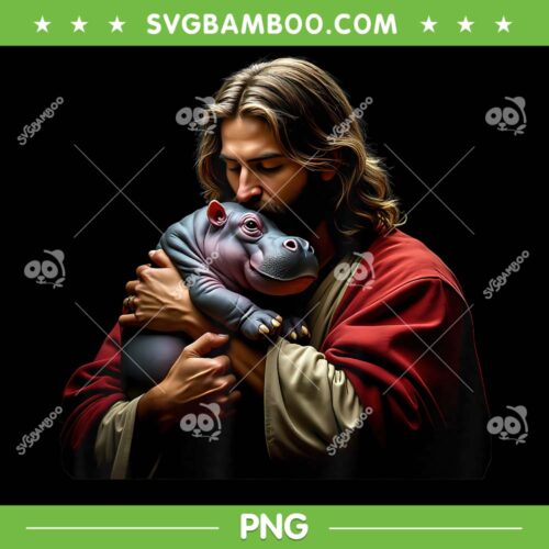 Moo Deng Jesus Christ PNG, Baby Hippo Christian Meme PNG, Moo Deng Lover PNG