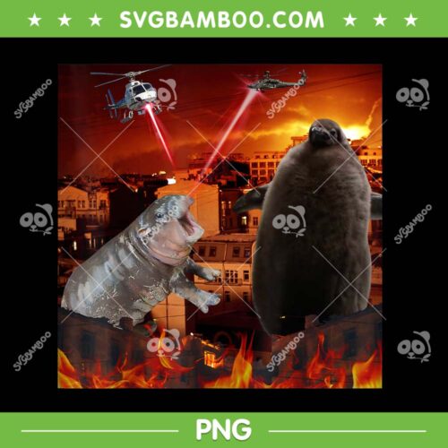 Moo Deng and Pesto Battle PNG, Funny Hippi Moo Deng PNG