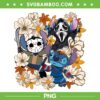 Stitch Horror Characters Groovy PNG, Retro Stitch Ghostface Jason Myers PNG, Disney Stitch Lilo With Flowers Halloween PNG