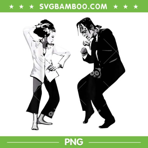Frankenstein Monster And Bride Dancing PNG, Funny Frankenstein Halloween PNG