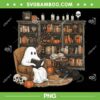 Retro Ghost Reading Books PNG, Cute Librarian Ghost Halloween PNG