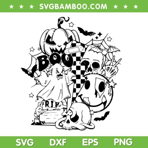 Retro Halloween Vibes SVG, Halloween 80s SVG, Front and Back Halloween DXF SVG PNG EPS