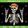 Skeleton Rock On Hand SVG PNG, Halloween Rocker Skeleton SVG, Skeleton Raper Hat DXF SVG PNG EPS