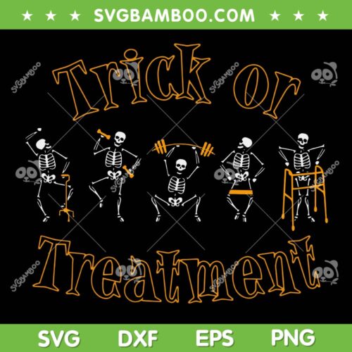 Skeleton Trick or Treatment SVG PNG, Funny Halloween Skeleton Gym SVG