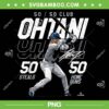 Ohtani 50 Steals 50 Home Runs PNG, Milestone Shohei Ohtani MLBPA PNG