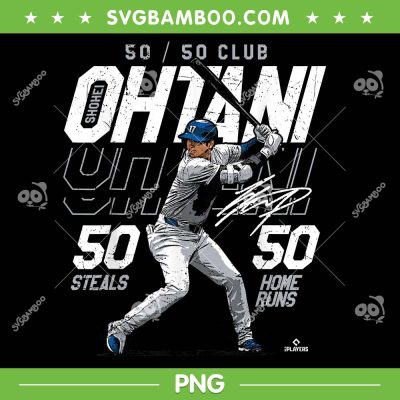 Ohtani 50 Steals 50 Home Runs PNG, Milestone Shohei Ohtani MLBPA PNG