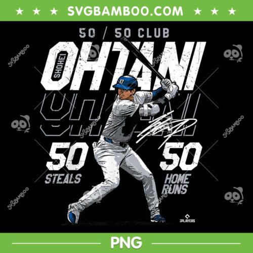 Ohtani 50 Steals 50 Home Runs PNG, Milestone Shohei Ohtani MLBPA PNG