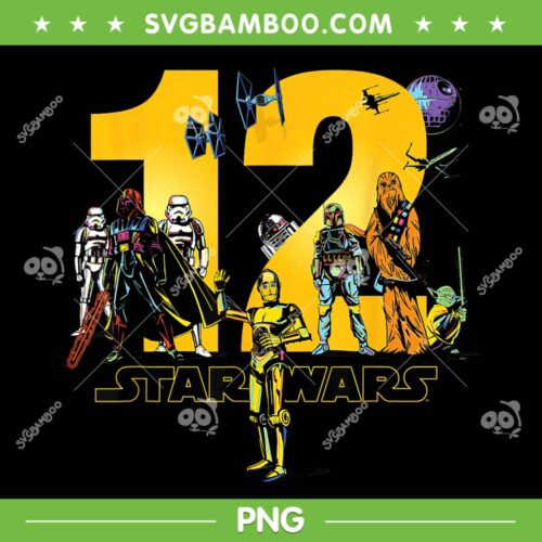 Star Wars Twelfth Birthday PNG, Classic Characters Star Wars 12 Years Old PNG