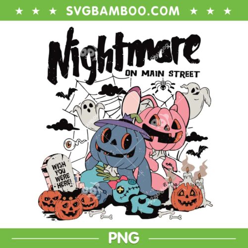 Stitch Angel Pumpkin Halloween PNG, Disney Stitch Nightmare On Main Street PNG