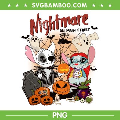 Stitch Jack and Sally PNG, Funny Stitch Nightmare Before Christmas PNG, Disney Stitch Spider Web Ghost PNG