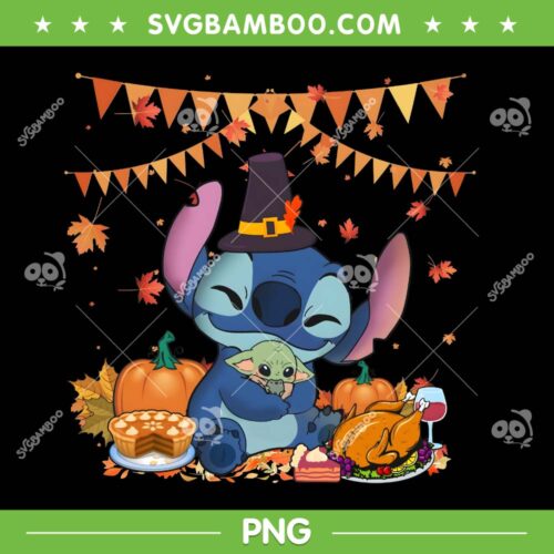 Stitch and Yoda Thanksgiving Pumpkin PNG, Cute Stitch Fall Halloween PNG