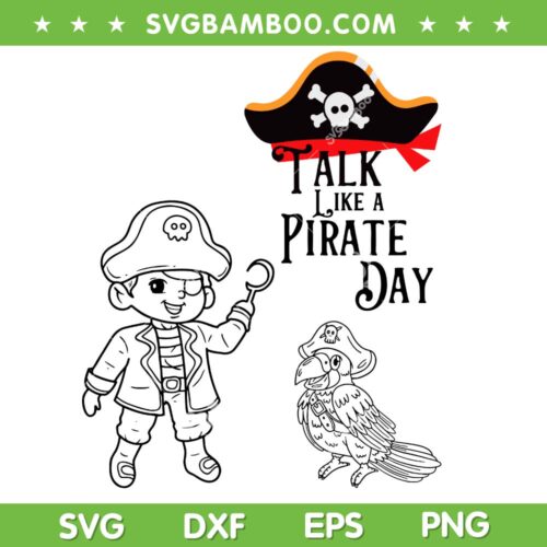 Talk Like a Pirate Day SVG PNG, Skull Pirate Hat SVG, Kids Pirates of the Caribbean DXF SVG PNG EPS