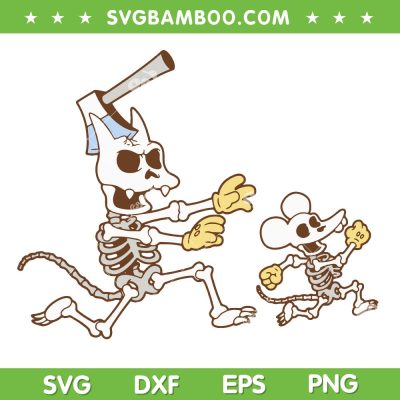 Itchy Scratchy Skeleton Chase SVG PNG, The Simpsons Halloween SVG