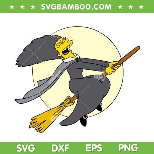 The Simpsons Halloween Witch SVG PNG, Homer Simpson Witch Flying Broom SVG