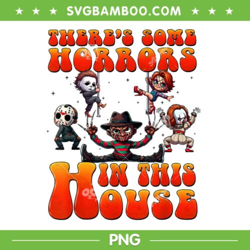 Theres Some Horrors In This House PNG, Funny Horror Characters Dancing PNG