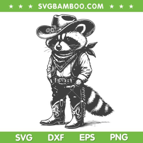 Vintage Raccoon Cowboy SVG PNG, Cowgirl Trash Panda Western Country SVG
