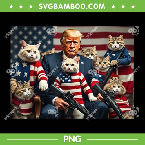 We're Gonna Save The Cats PNG, Funny Trump Cat Vote 2024 PNG, Donald Trump and Solider Cat PNG