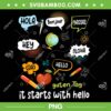 It Starts With Hello PNG, Funny Teacher Guten Tag PNG, Hola Hey Bonjour Oloha PNG