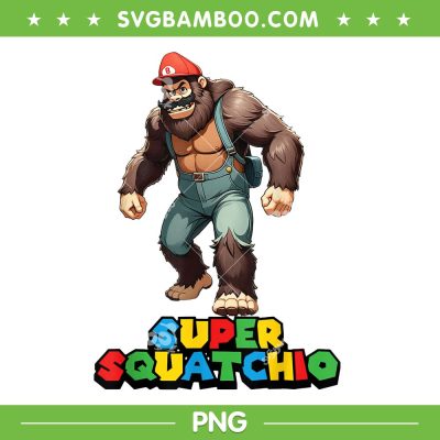 Funny Bigfoot Super SquatChio PNG, Super Mario Bigfoot PNG, Sasquatch Gamer PNG Funny Bigfoot Super SquatChio PNG, Super Mario Bigfoot PNG, Sasquatch Gamer PNG