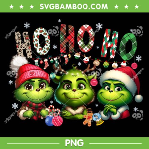 Baby Grinch Ho Ho Ho PNG, Christmas Grinch Santa Reindeer PNG, The Grinch Art PNG