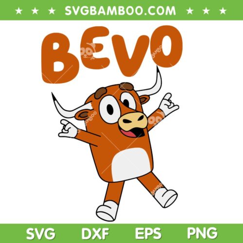 Bevo Longhorn Bull SVG PNG, Funny Cow Football Cartoon SVG, Bull Dancing DXF SVG PNG EPS