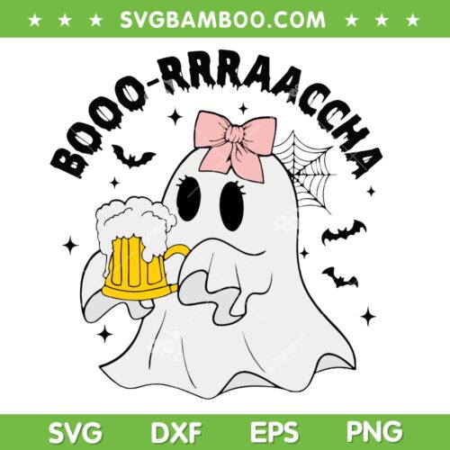 Boo Rracha Halloween Ghost SVG PNG, Borracha Ghost Drink Beer SVG