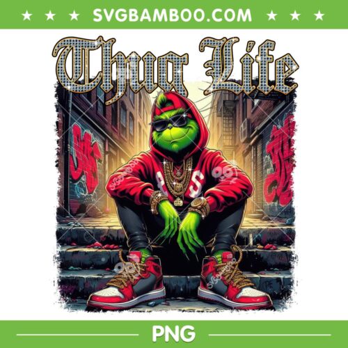 Boys Grinch Thug Life PNG, Funny The Grinch Rapper Thug Life PNG