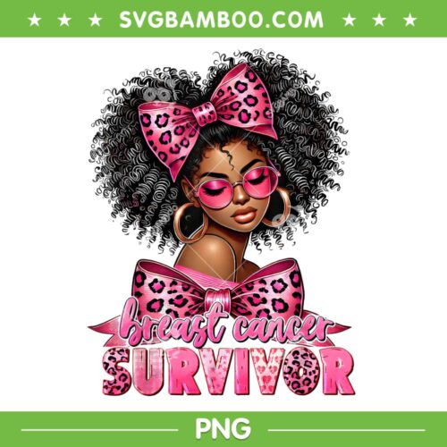 Afro Queen Breast Cancer Survivor PNG, Black Women Pink Ribbon PNG