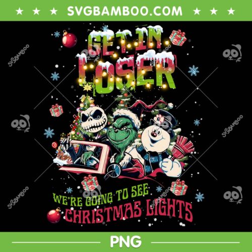 Christmas Character Get in Loser PNG, Grinch Jack Going To See Christmas Lights PNG