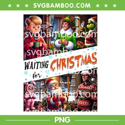 Christmas Movie Friends Waiting for Christmas PNG, Grinch and Friends Drink Coffee PNG