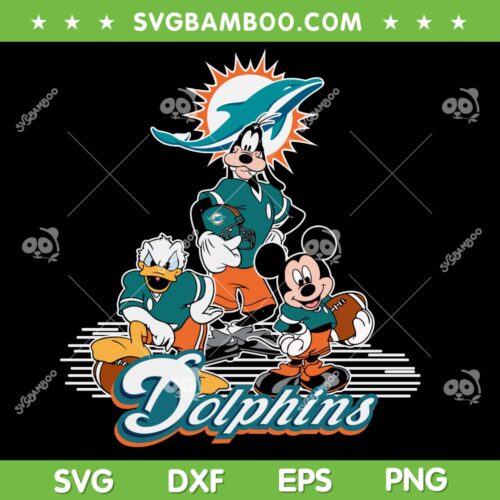 Mickey and Friends Miami Dolphins SVG PNG, Mickey Donald Duck Goofy Rugby Ball SVG
