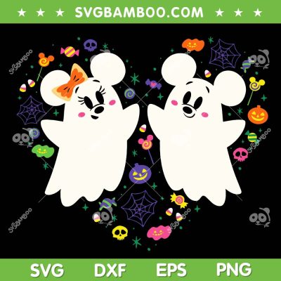 Disney Mickey and Minnie Little Ghosts SVG, Funny Mickey Mouse Halloween Heart SVG PNG Disney Mickey and Minnie Little Ghosts SVG, Funny Mickey Mouse Halloween Heart SVG PNG