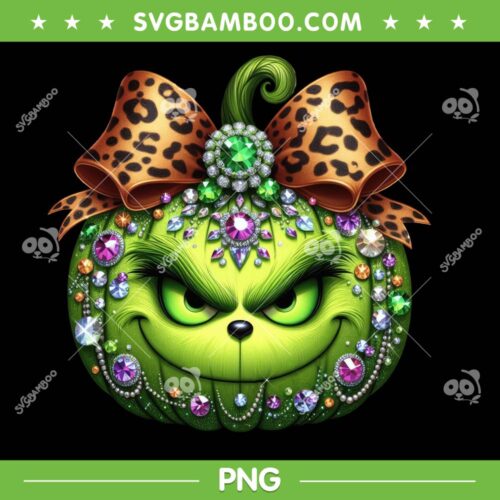 Funny Grinch Pumpkin Face PNG, The Grinch Head Leopard PNG